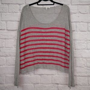 BCBGeneration Gray and Pink Striped Sweater Size M